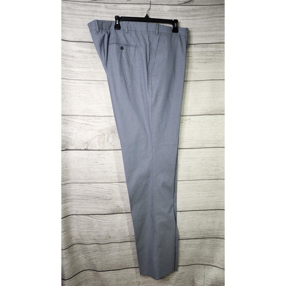 SANTORELLI Men's Roma Dress Pants 48 x 38 Unhemmed Flat Front Straight Leg Blue - Picture 2 of 8